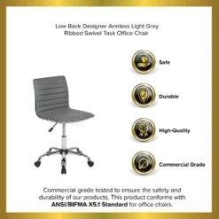 Emma And Oliver Low Back Designer Armless Ribbed Swivel Task Office Chair -Cheap Furniture Store GUEST 0631b47a d270 49cc 9360 56641228645b