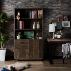 69.8" Tappan Bookcase With Cabinet Reclaimed Oak - HOMES: Inside + Out