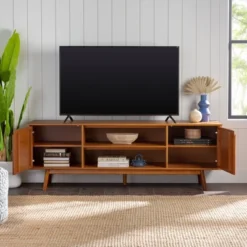 Solid Wood Mid-Century Modern TV Stand For TVs Up To 80" - Saracina Home -Cheap Furniture Store GUEST 13d172c2 7522 436c b47e 043357d4492b