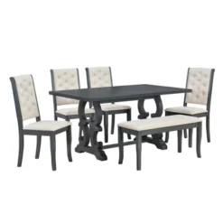 6 PCS Retro Dining Set With Unique-designed Table And Upholstered Chair-ModernLuxe -Cheap Furniture Store GUEST 144b2e82 beff 4f59 aab3 7cc9f823a4d3