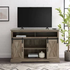 Transitional Sliding Barndoor Highboy TV Stand For TVs Up To 58" - Saracina Home 23 Transitional Sliding Barndoor Highboy TV Stand For TVs Up To 58" - Saracina Home -Cheap Furniture Store GUEST 36bb9b85 ffb1 46e0 b0d8 822e73b5b63d