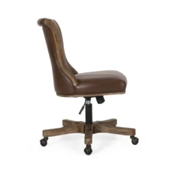 Coulee Contemporary Upholstered Roll Back Swivel Office Chair Dark Brown/Natural - Christopher Knight Home -Cheap Furniture Store GUEST 3bfb8dc1 9bd2 4530 a813 0a3e59ca7a35