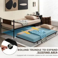 Costway Twin 2-In-1 Daybed Frame With Trundle Bed Set Steel Platform Sofa Bed Black 13 Costway Twin 2-In-1 Daybed Frame With Trundle Bed Set Steel Platform Sofa Bed Black -Cheap Furniture Store GUEST 3c505ce9 6484 414c a870 00679bc93d3c