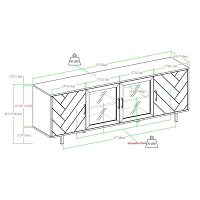 Vik Modern Boho 4 Door Herringbone TV Stand For TVs Up To 80" - Saracina Home 8 Vik Modern Boho 4 Door Herringbone TV Stand For TVs Up To 80" - Saracina Home - Image 6