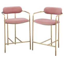 24" Set Of 2 Retro Velvet Counter Height Barstools - Buylateral -Cheap Furniture Store GUEST 594ad79a 8ad2 4f90 8f1d 0e4665d68c0b
