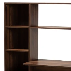 Ezra Wood Storage Computer Desk With Shelves Walnut - Baxton Studio -Cheap Furniture Store GUEST 689cc118 a4cc 443f be99 36c684eb3632