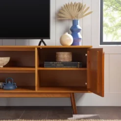 Solid Wood Mid-Century Modern TV Stand For TVs Up To 80" - Saracina Home -Cheap Furniture Store GUEST 718deacd a6aa 48d3 a2de dc60399694ef