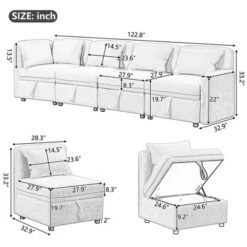 122.8" Minimalist Convertible Modular Sofa, Upholstered Sectional Sofa Couch With 5 Pillows-ModernLuxe -Cheap Furniture Store GUEST 793e584d 807e 4842 8190 13b2a3034754