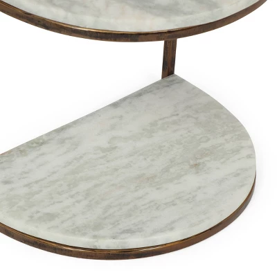 33.5" Bainville Modern Glam Handcrafted Marble Half Round Etagere Bookcase Natural White/Antique Brass - Christopher Knight Home 6 33.5" Bainville Modern Glam Handcrafted Marble Half Round Etagere Bookcase Natural White/Antique Brass - Christopher Knight Home - Image 4