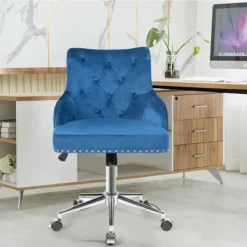 Tangkula Velvet Desk Chair Upholstered 360°Swivel Height Adjustable Rolling Office Chair For Office Bedroom Living Room -Cheap Furniture Store GUEST a867090d c5e7 46a7 b203 9413c5456318