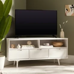 Cara Mid-Century Modern 3 Drawer Corner TV Stand For TVs Up To 58" - Saracina Home -Cheap Furniture Store GUEST b1ff3a9a 60ef 41ec 9a6f f1ca309dd560