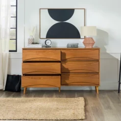 Mid-Century Modern Contoured 6 Drawer Dresser - Saracina Home -Cheap Furniture Store GUEST ba7b3ae6 3452 443a 9d57 85e8321e0910