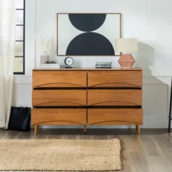Mid-Century Modern Contoured 6 Drawer Dresser - Saracina Home -Cheap Furniture Store GUEST bb625515 9b28 47ce aec8 80be9f788699