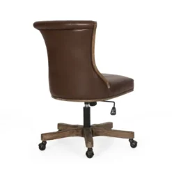Coulee Contemporary Upholstered Roll Back Swivel Office Chair Dark Brown/Natural - Christopher Knight Home -Cheap Furniture Store GUEST c03648fb 16a5 4f47 8051 bb120f237be5
