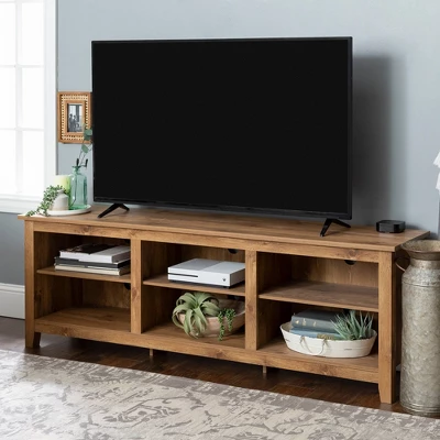 Transitional 6 Cubby Wood Open Storage Wood TV Stand For TVs Up To 80"- Saracina Home 10 Transitional 6 Cubby Wood Open Storage Wood TV Stand For TVs Up To 80"- Saracina Home - Image 8