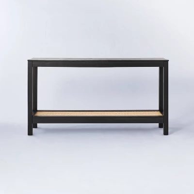 Console Table With Woven Rattan Shelf Black - Threshold™ Designed With Studio McGee 4 Console Table With Woven Rattan Shelf Black - Threshold™ Designed With Studio McGee - Image 2