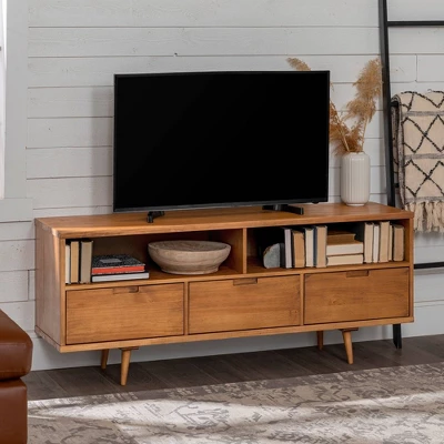 Cara Mid-Century Modern 3 Drawer TV Stand For TVs Up To 65" - Saracina Home 16 Cara Mid-Century Modern 3 Drawer TV Stand For TVs Up To 65" - Saracina Home - Image 14
