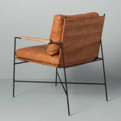 Faux Leather & Metal Accent Chair - Black/Brown - Hearth & Hand™ With Magnolia -Cheap Furniture Store GUEST e5692544 8e55 4447 8f20 aa4310407010