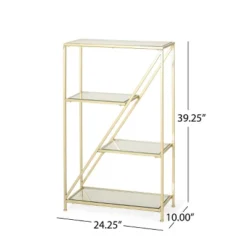 Kokesh Modern Glam Tempered Glass 3 Shelf Asymmetrical Bookcase Gold - Christopher Knight Home -Cheap Furniture Store GUEST fe44afab b226 4b6b 83bf d92ad3ad8955